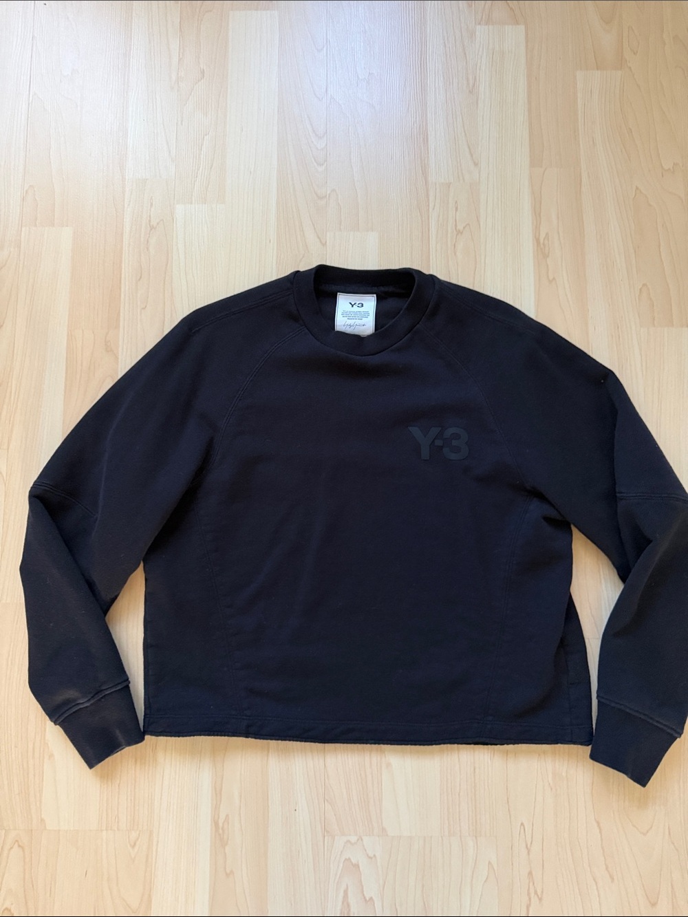 Y-3 Yohji Yamamoto Black oversized boxy Crewneck Sweatshirt, size 2 XS